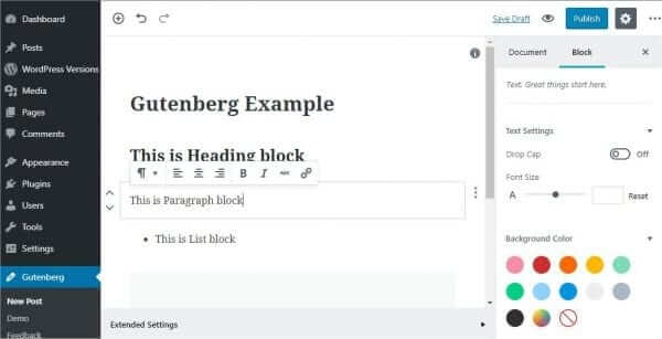 A headline block in Gutenberg